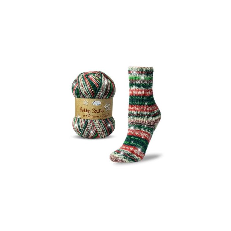 Flotte Sock Christmas Metallic 4ply, RELLANA GARNE